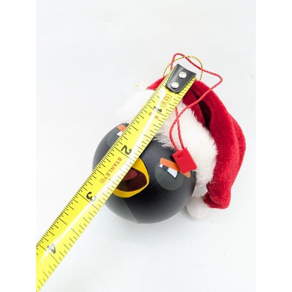 Christmas ornament Hanging black Bomb bird ball santa Angry Hat Almost 3" - Picture 3 of 6